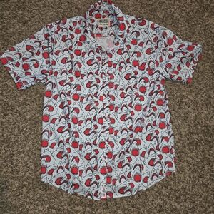 RSVLTS Red and Gray Shark Print Shirt